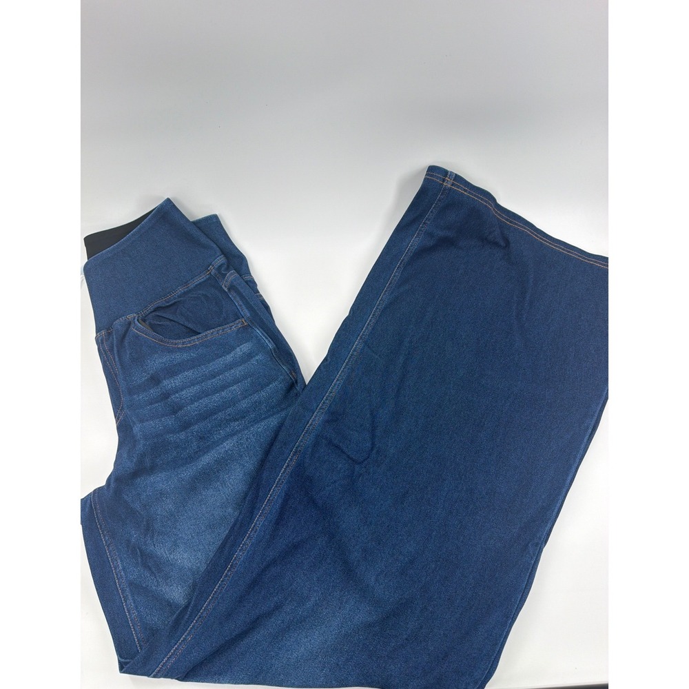 Halara Women Tall Wide Leg High Waisted Denim Look Pants Dark Blue Small S